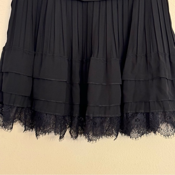 Sam Edelman Black Pleated Lace Layered Skirt Size 2 - Picture 5 of 16